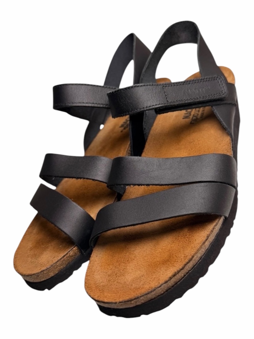 Naot Kayla Black Leather Sandals Women 42 US 11 Comfort Wedge
